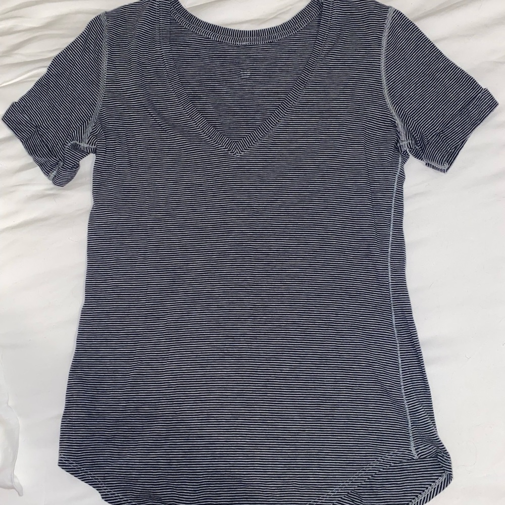 Synchronise Stripe Black White love crew short sleeve tshirt